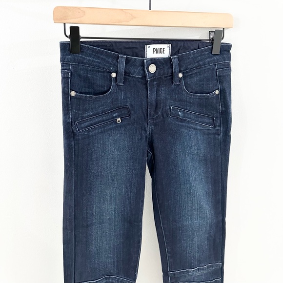 Paige Dark Wash Biker Moto Skinny Jeans Size 24 - Picture 3 of 6
